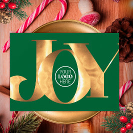 Eenvoudig Groen Goud Joy Zakelijk Logo Prettige Fe Feestdagenkaart