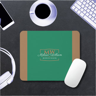 Eenvoudig groen goud monogram muismat