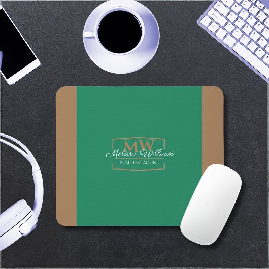 Eenvoudig groen goud monogram muismat