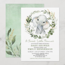 Eenvoudig groen Goud Olifant Baby shower Sprinkle