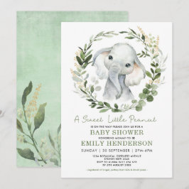 Eenvoudig groen Goud Olifant Baby shower Sprinkle Kaart