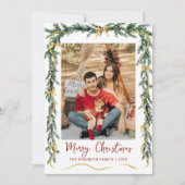 Eenvoudig groen Gouden Bogen Vrolijk Kerstmis 1 Fo Feestdagenkaart (Voorkant)