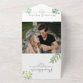 Eenvoudig groen huwelijk all in one uitnodiging (Buitenkant)