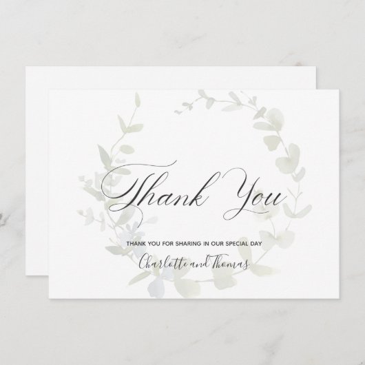 Eenvoudig groen huwelijk bedankt (Voorkant / Achterkant)