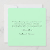 Eenvoudig groen huwelijk bedankt vierkant notitiekaartje (Achterkant)