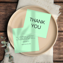Eenvoudig groen huwelijk bedankt vierkant notitiekaartje