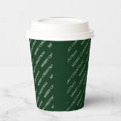 Eenvoudig groen kerstfeestmaal aangepast tekstpatr papieren bekers (Links)