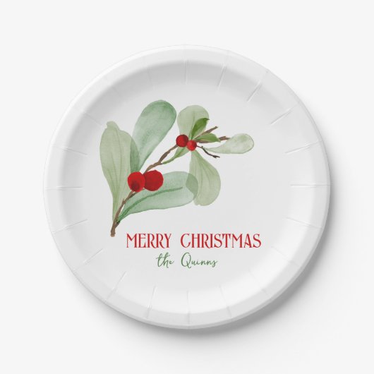 Eenvoudig groen kerstpapier Bord (Voorkant)