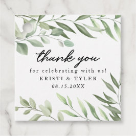 Eenvoudig groen laat bruiloft stickers bedankjes labels