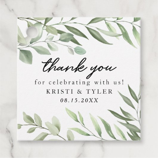 Eenvoudig groen laat bruiloft stickers bedankjes labels (Voorkant)