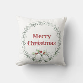 Eenvoudig groen laat familienaam krans Kerstmis Kussen