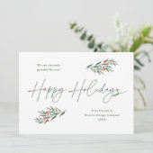 Eenvoudig groen laat zaken feestdagenkaart (Staand voorkant)