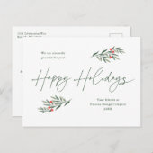 Eenvoudig groen laat zaken feestdagenkaart (Voorkant / Achterkant)