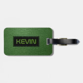 Eenvoudig groen leer Textuur Zwart Accenten Bagagelabel (Achterkant horizontaal)