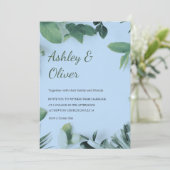 Eenvoudig groen leest Blue Greenery Wedding Kaart (Staand voorkant)