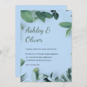 Eenvoudig groen leest Blue Greenery Wedding Kaart (Voorkant / Achterkant)