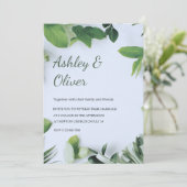 Eenvoudig groen leest Blue Greenery Wedding Kaart (Staand voorkant)