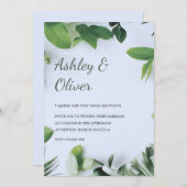 Eenvoudig groen leest Blue Greenery Wedding Kaart (Voorkant / Achterkant)