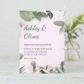 Eenvoudig groen leest roze groen huwelijk kaart (Staand voorkant)