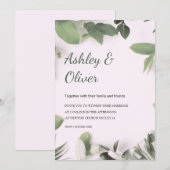 Eenvoudig groen leest roze groen huwelijk kaart (Voorkant / Achterkant)