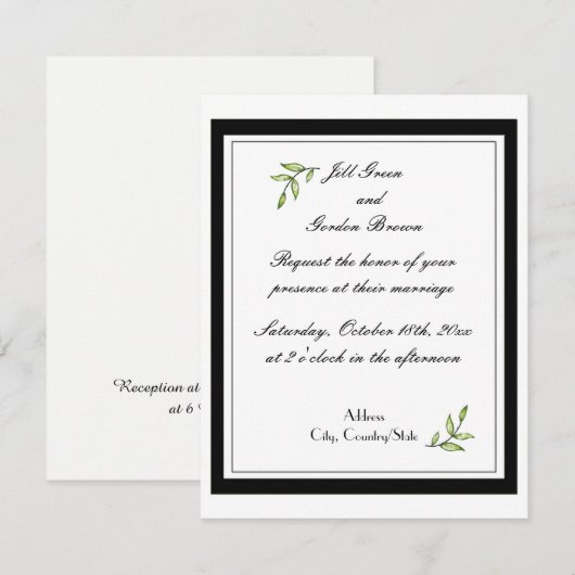 Eenvoudig groen lef-huwelijk kaart (Voorkant / Achterkant)