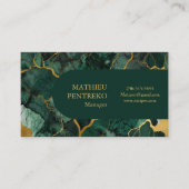 Eenvoudig Groen Marmer & Goud Monogram Aangepast Visitekaartje (Voorkant)