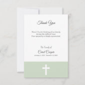 Eenvoudig, Groen met een Cross Funeral Bedankkaart (Voorkant)
