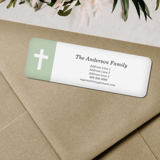 Eenvoudig, Groen met een Cross Return Address Labe Etiket