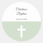 Eenvoudig, Groen met een Kruisdoop Ronde Sticker (Voorkant)
