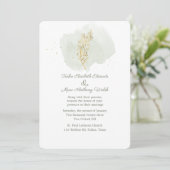 Eenvoudig groen met Gold Floral Wedding Kaart (Staand voorkant)