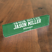 Eenvoudig groen met witte letters naambordje (Zijkant)