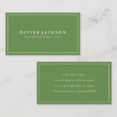 Eenvoudig groen met witte rand minimalistisch visitekaartje (Voorkant / Achterkant)