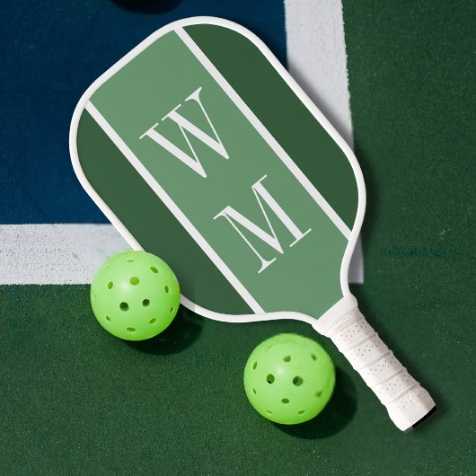 Eenvoudig Groen Minimalistisch Monogram Pickleball Paddle