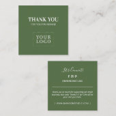 Eenvoudig Groen Modern Dank u Visitekaartjes (Voorkant / Achterkant)