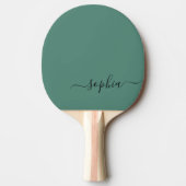 Eenvoudig Groen Modern Script Monogram Naam Tafeltennisbatje (Voorkant)