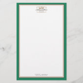 Eenvoudig groen Monogram Business Briefpapier (Voorkant)