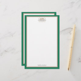 Eenvoudig groen Monogram Business Briefpapier