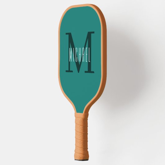 Eenvoudig Groen Monogram Initiaal & Voornaam Pickleball Paddle (Links)