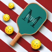 Eenvoudig Groen Monogram Initiaal & Voornaam Pickleball Paddle