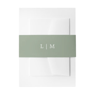 Eenvoudig groen monogram minimale elegante bruilof uitnodigingen wikkel
