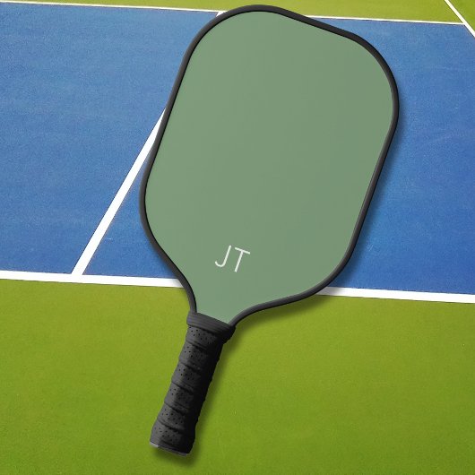 Eenvoudig Groen Monogram Monogram Initialen Pickleball Paddle