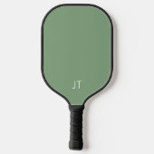 Eenvoudig Groen Monogram Monogram Initialen Pickleball Paddle (Achterkant)