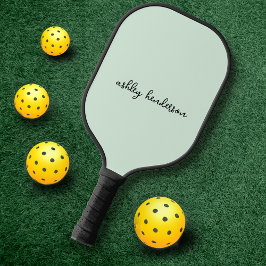 Eenvoudig Groen Monogram Volledige Naam Pickleball Paddle