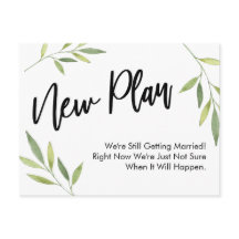 Eenvoudig groen nieuw plan uitgesteld bruiloft upd