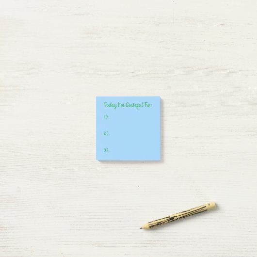 Eenvoudig groen op blauwe dankbaarheid post-it® notes (Op bureau)