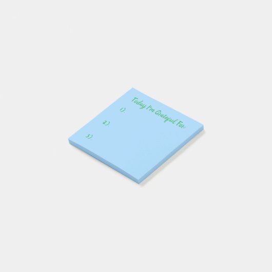 Eenvoudig groen op blauwe dankbaarheid post-it® notes (Schuin)