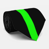 Eenvoudig Groen op Zwart Gestreept Stropdas (Opgerold)