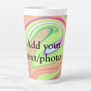 Eenvoudig groen oranje aquarel voeg uw tekst naam latte mok