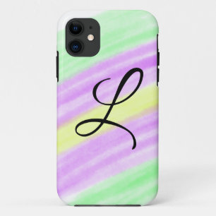 Eenvoudig groen paarse waterverf voeg uw monogram Case-Mate iPhone case
