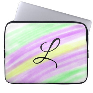Eenvoudig groen paarse waterverf voeg uw monogram laptop sleeve